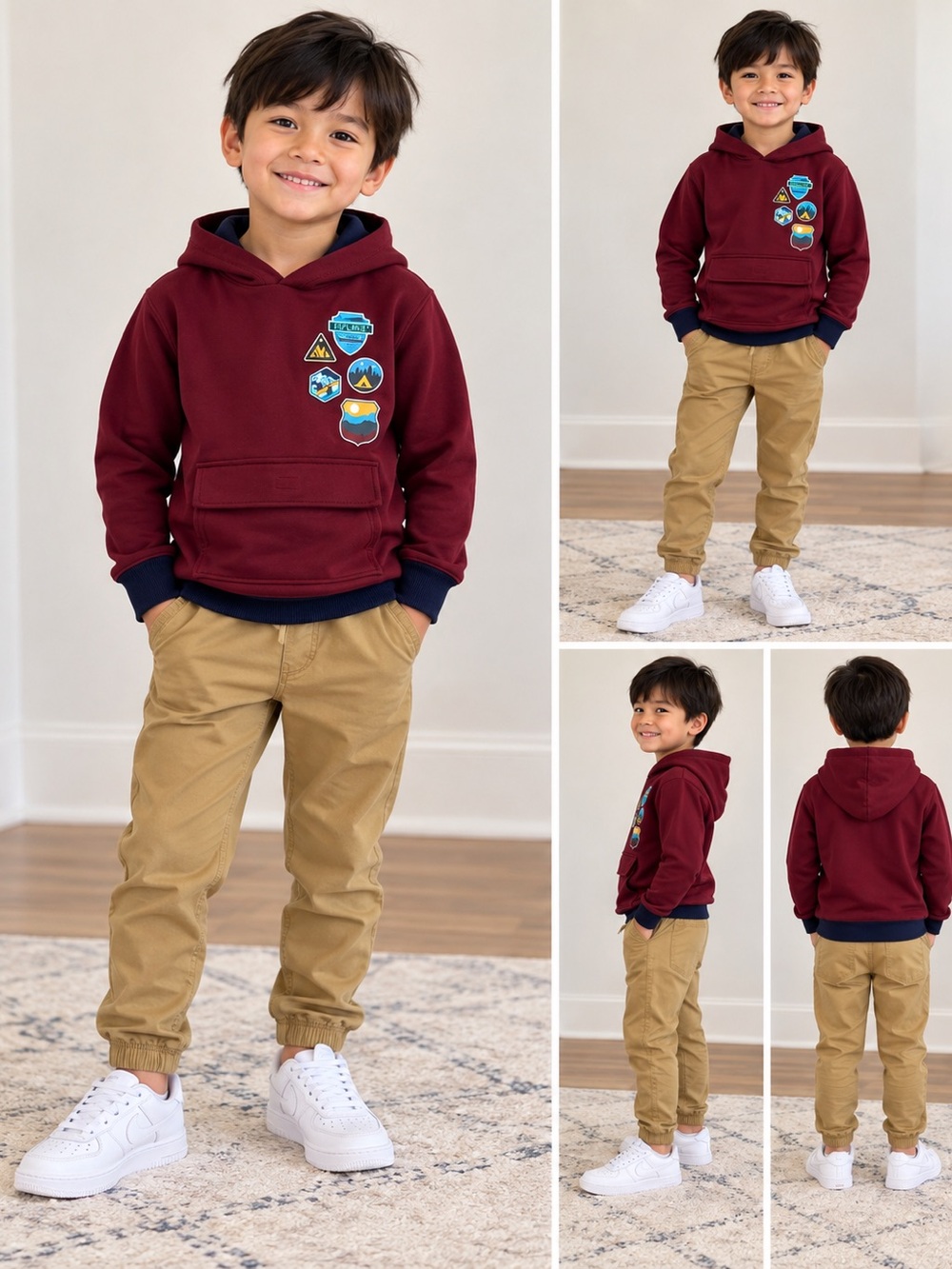 OshKosh B'gosh Children’s Place Burgundy Hoodie with Tan Joggers size 7